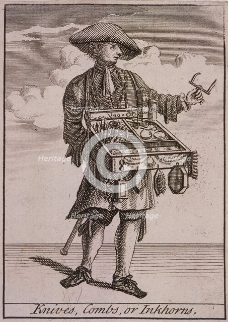 'Knives, Combs, or Inkhorns', Cries of London, (c1688?). Artist: Anon