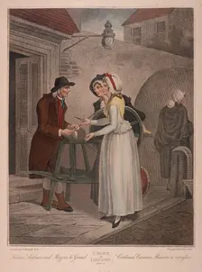 Knives Scissars and Razors to Grind Cries of London, c1870. Artist: Anon