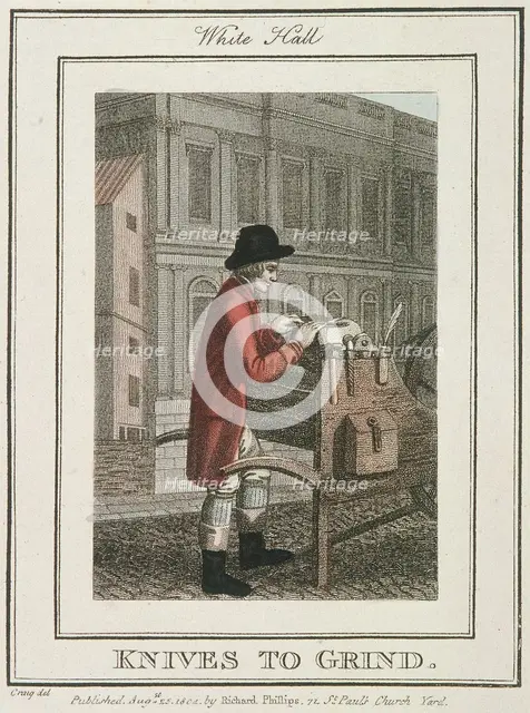 'Knives to Grind', Cries of London, 1804. Artist: Anon