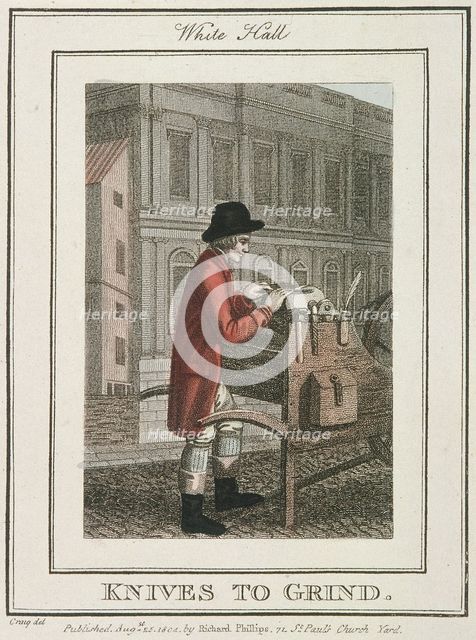 'Knives to Grind', Cries of London, 1804. Artist: Anon