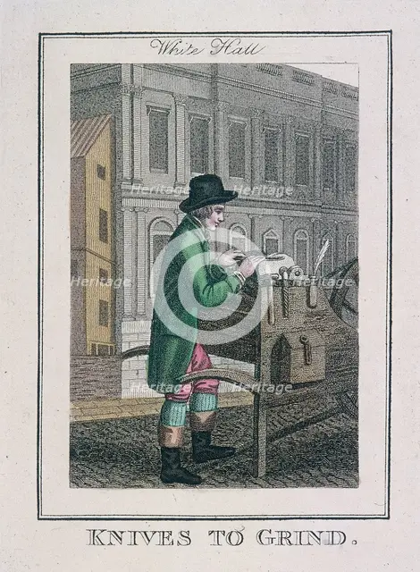 'Knives to Grind', Cries of London, 1804. Artist: Anon