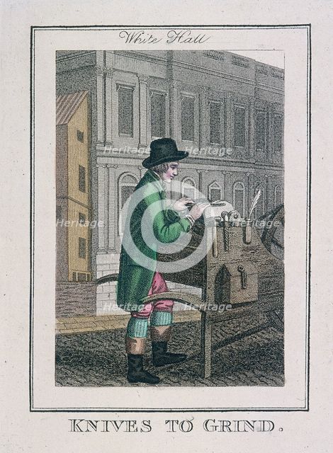'Knives to Grind', Cries of London, 1804. Artist: Anon