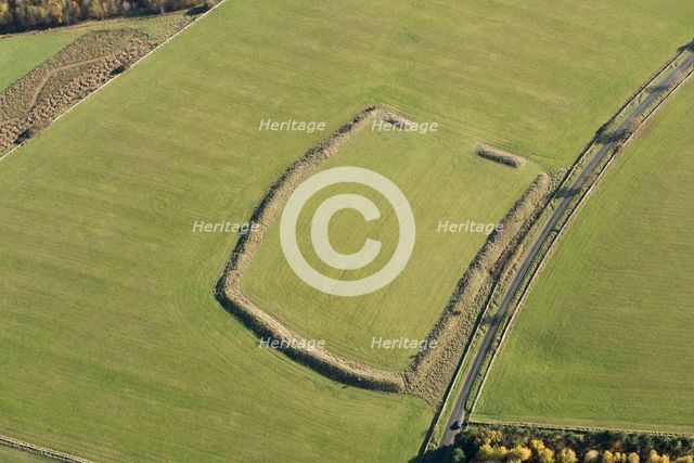 Knolbury, a possible Iron Age univallate hillfort earthwork on Barley Hill, near Chadlington, 2016. Creator: Damian Grady.