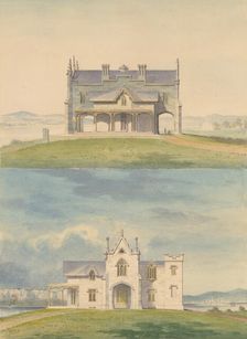 Knoll for William and Philip R. Paulding, Tarrytown (south and east [front] elevations), 1838. Creator: Alexander Jackson Davis