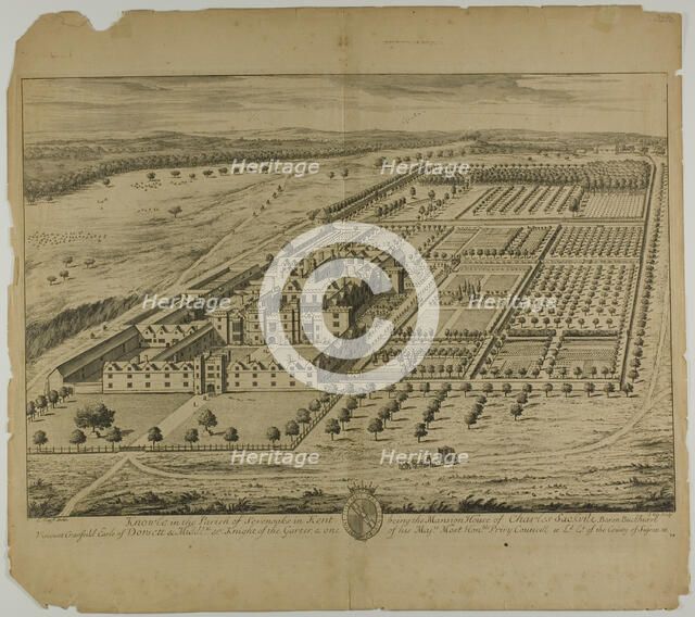 Knowle in the Parish of Sevenoaks in Kent, plate 24 from Britannia Illustrata, published 1707. Creator: Johannes Kip.