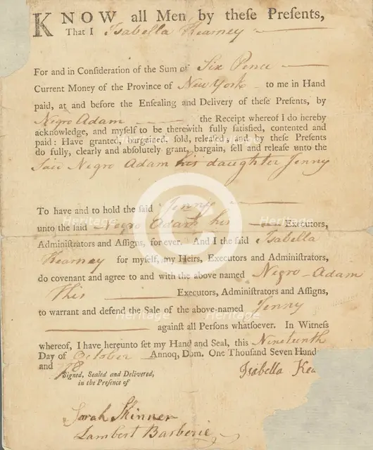 Know all men by these presents that I [blank] for and in consideration of the sum..., 1778-10-18. Creator: Unknown.
