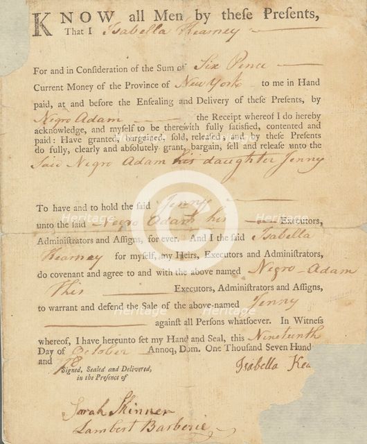 Know all men by these presents that I [blank] for and in consideration of the sum..., 1778-10-18. Creator: Unknown.
