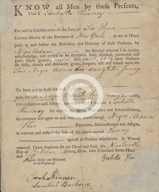 Know all men by these presents that I [blank] for and in consideration of the sum..., 1778-10-18. Creator: Unknown.