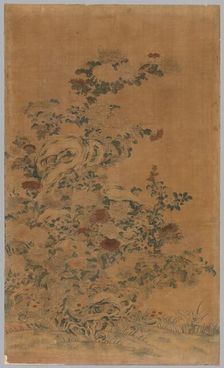 Ko Ssu Panel: Rocks and Chrysanthemums, 1700s - 1800s. Creator: Unknown