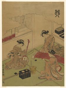 Koto (Kin), from an untitled series of the four accomplishments, c. 1772/75. Creator: Utagawa Toyoharu