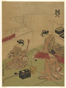Koto (Kin), from an untitled series of the four accomplishments, c. 1772/75. Creator: Utagawa Toyoharu