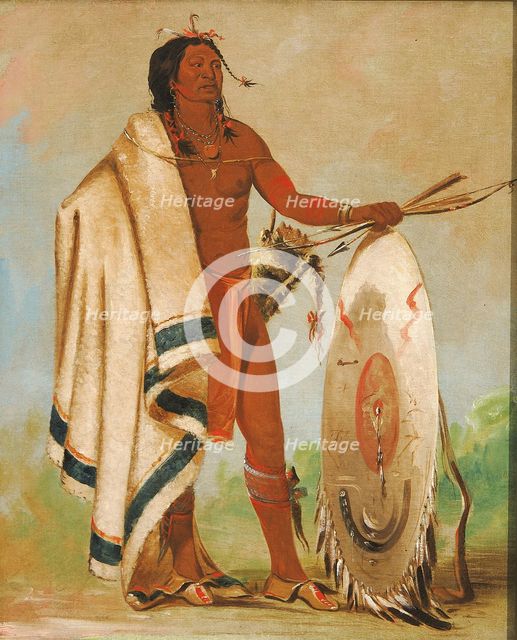 Kotz-a-tó-ah, Smoked Shield, a Distinguished Warrior, 1834. Creator: George Catlin.