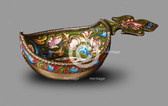Kovsh (drinking vessel or ladle), Between 1899 and 1908. Artist: Rückert, Fyodor, (Fabergé manufacture) (active 1890-1917)