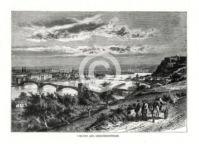 Koblenz and Festung Ehrenbreitstein, Germany, 1879. Artist: Unknown