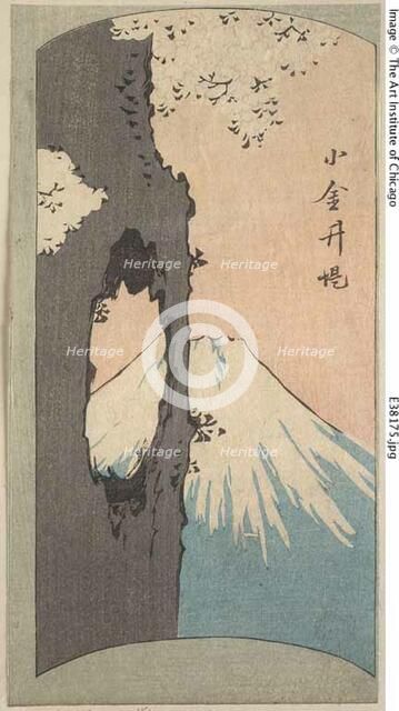 Koganei, section of a sheet from the series "Cutout Pictures of Famous Places in...", 1857. Creator: Ando Hiroshige.