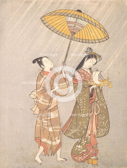 Komachi Praying for Rain, ca. 1765.. Creator: Attributed to Torii Kiyomitsu.