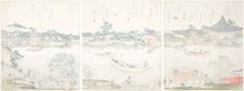 Komagata Hall and O-umaya River Bank, from the series "A Selection of Horses (Uma..., Japan, 1822. Creator: Hokusai