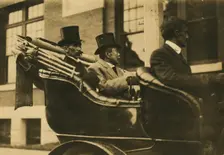 Komura and Takahira arriving at peace conference building, 1905. Creator: Unknown
