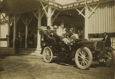 Komura and Takahira leaving Wentworth Hotel for peace conference, 1905. Creator: Unknown