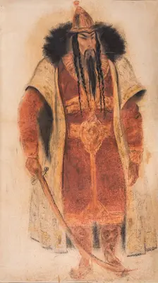 Konchak. Costume design for the opera Prince Igor by A. Borodin, 1934. Creator: Fyodor Fyodorovsky
