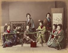 (Konkonchiki) Japanese Girl Playing Game, 1870s-1890s. Creator: Kusakabe Kimbei