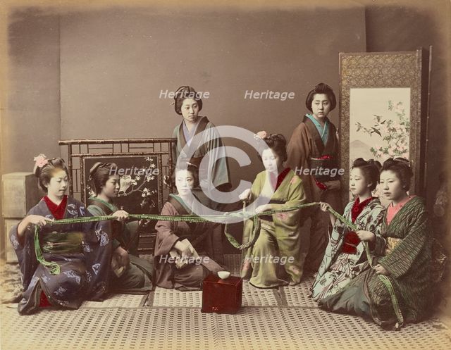 (Konkonchiki) Japanese Girl Playing Game, 1870s-1890s. Creator: Kusakabe Kimbei.