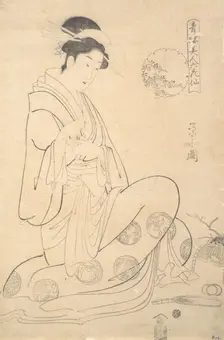 Konosato of Takeya Seated, Holding an Incense Burner. Creator: Hosoda Eishi