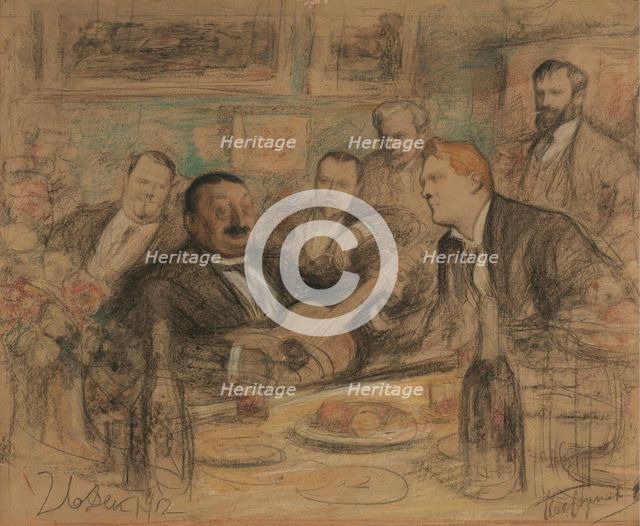 Konstantin Korovin's name day party, 1912. Artist: Pasternak, Leonid Osipovich (1862-1945)