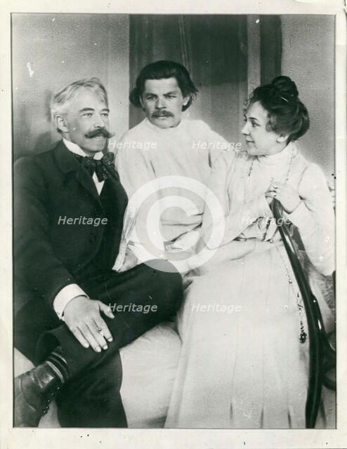 Konstantin Stanislavsky, Maxim Gorky and Maria Lilina, 1902. Creator: Anonymous.