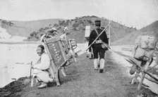 Korean coolies acting as porters for Japanese soldiers, Russo-Japanese War, 1904-5