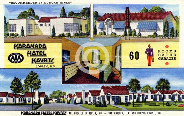 Koronado Hotel Kourts, Joplin, Missouri, USA, 1943. Artist: Unknown