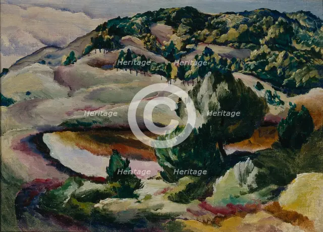 Korolkovskiye Dachas. Pond in the Hills, 1918. Artist: Kravchenko, Alexei Ilyich (1889-1940)