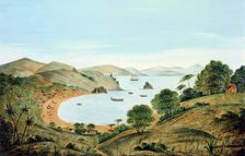 Kororareka Beach, Bay of Islands, New Zealand, c1856. Creator: Thomas Gardiner