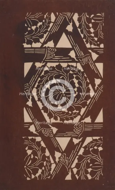 Katagami stencil with bamboo(?) and leaves, between 1900 and 1952. Creator: Unknown.