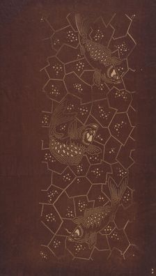 Katagami stencil with fish, between 1900 and 1952. Creator: Unknown