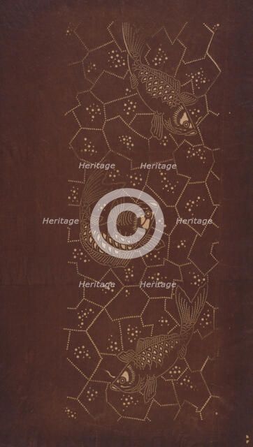 Katagami stencil with fish, between 1900 and 1952. Creator: Unknown.