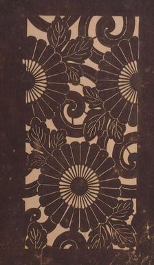 Katagami stencil with images of chrysanthemums, between 1900 and 1952. Creator: Unknown