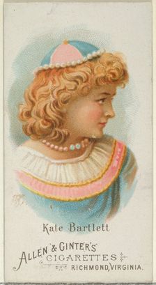 Kate Bartlett, from World's Beauties, Series 1 (N26) for Allen & Ginter Cigarettes, 1888., 1888. Creator: Allen & Ginter