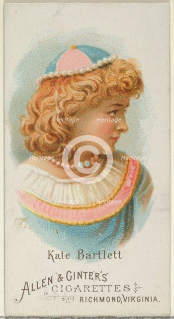 Kate Bartlett, from World's Beauties, Series 1 (N26) for Allen & Ginter Cigarettes, 1888., 1888. Creator: Allen & Ginter.