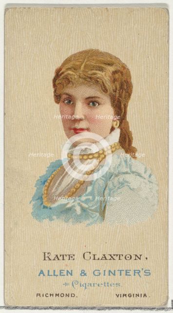 Kate Claxton, from World's Beauties, Series 2 (N27) for Allen & Ginter Cigarettes, 1888., 1888. Creator: Allen & Ginter.