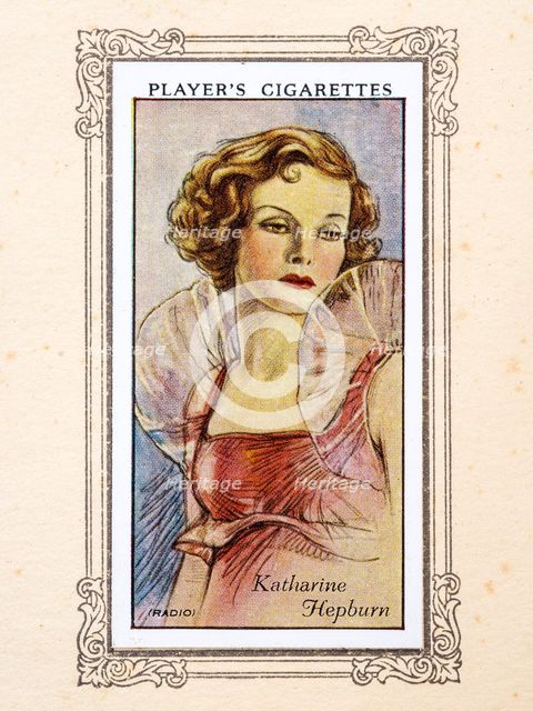 Katharine Hepburn Collectables Picture of movie stars that came with the Players cigarette packet, 1 Creator: Unknown.