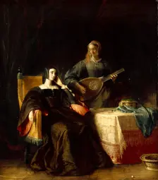 Katherine of Aragon with her Maid, 1826. Creator: Charles Robert Leslie