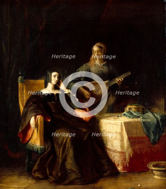 Katherine of Aragon with her Maid, 1826. Creator: Charles Robert Leslie.
