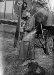 Katherine Stinson with her biplane, between c1915 and c1920. Creator: Bain News Service