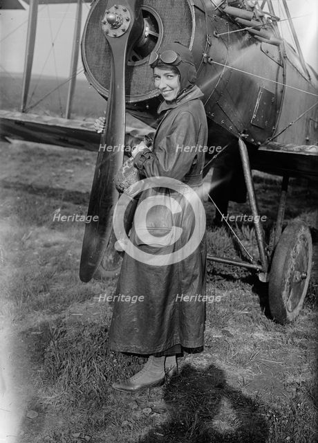 Katherine Stinson with her biplane, between c1915 and c1920. Creator: Bain News Service.