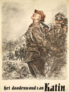 Katyn, the forest of death. Nazi propaganda poster, 1943. Creator: Matejko, Theo (1893-1946)