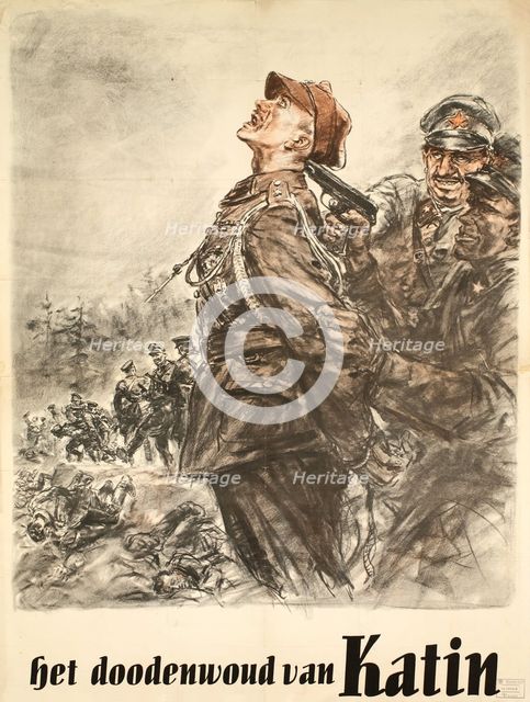 Katyn, the forest of death. Nazi propaganda poster, 1943. Creator: Matejko, Theo (1893-1946).