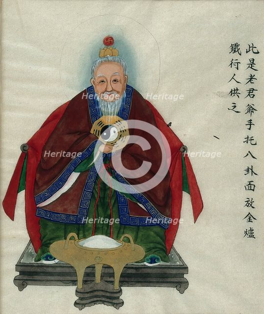 Kau Jun, the 'venerable gentleman', wearing traditional costume, holding the..., 1800-1899. Creator: Unknown.