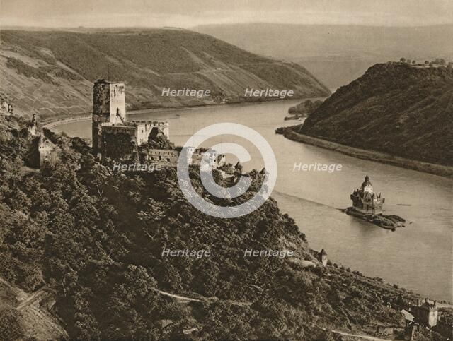 'Kaub - Gutenfels, Pfalz Castle in the Rhine', 1931. Artist: Kurt Hielscher.