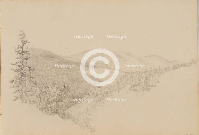 Kauterskill Clove (from Sketchbook of Landscape and Animal Subjects), ca. 1860-64. Creator: Thomas Hewes Hinckley.